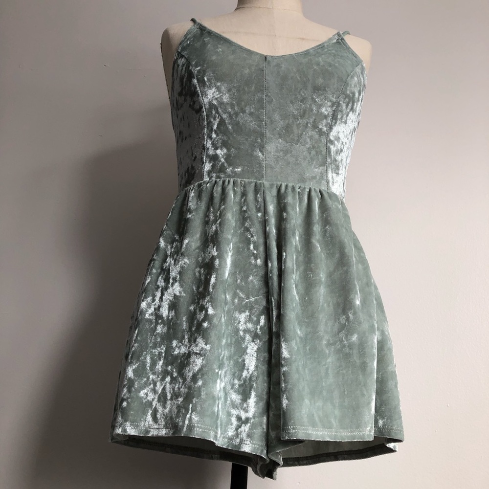 Mint-chip Green Velvet Romper